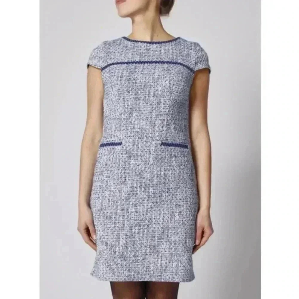 Karl lagerfield tweed blue white sheath dress